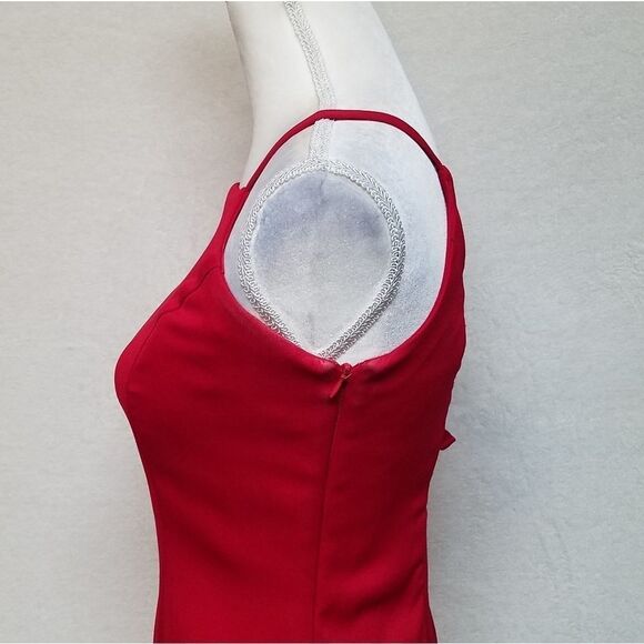 VINTAGE Dawn Joy Red Bow Cage Back Bodycon Dress - Picture 10 of 14